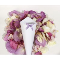 12 x Confetti Throwing Cones with rose petals & display stand